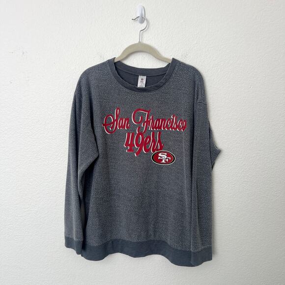 [NFL] San Francisco 49ers Gray Crew Neck Sweatshirt Intentional Pilling Sz Large - Picture 1 of 8